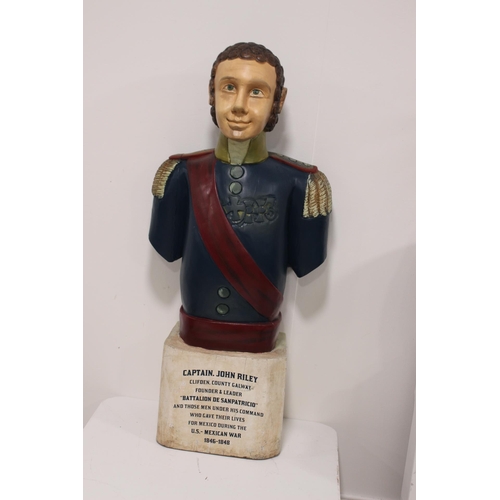 135 - Captain John Riley solid wooden figure {110 cm H x 50 cm W x 25 cm D}.