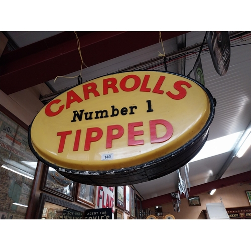 140 - Afton and Carroll's Number 1 Tipped double sided hanging advertising light up sign {63cm H x 85cm W ... 