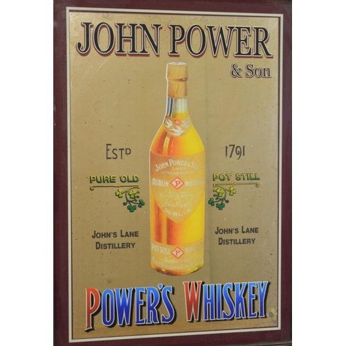 143 - John Power & Son Power's Whiskey pictorial framed advertising mirror {90 cm H x 65 cm W}.