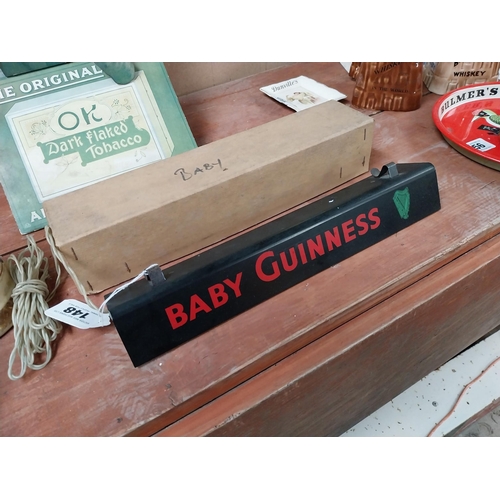 148 - Baby Guinness Perspex light up shelf advertising sign in original box {sign: 5cm H x 36cm W}