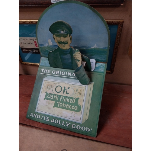 149 - The original OK dark flaked 3D tobacco�cardboard advertising showcard {34cm H x 25cm W x 20cm D}