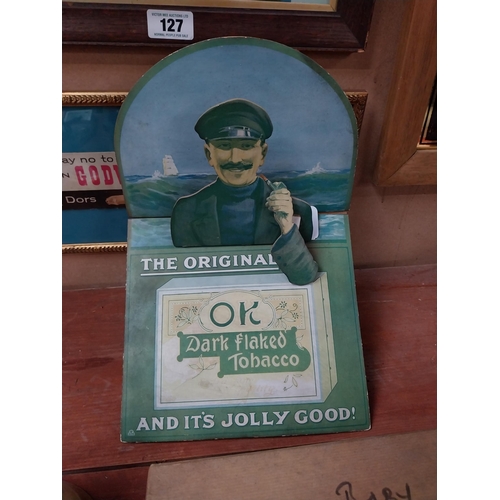 149 - The original OK dark flaked 3D tobacco�cardboard advertising showcard {34cm H x 25cm W x 20cm D}