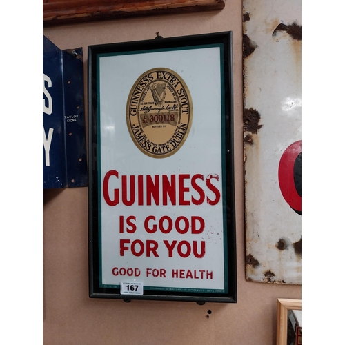 167 - Rare Guinness reverse painted framed advertising sign. {52 cm H x 30 cm W}.