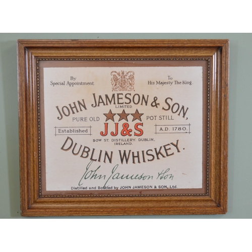 17 - John Jameson & son Dublin whiskey framed advertising print {57 cm H x 67 cm W}.