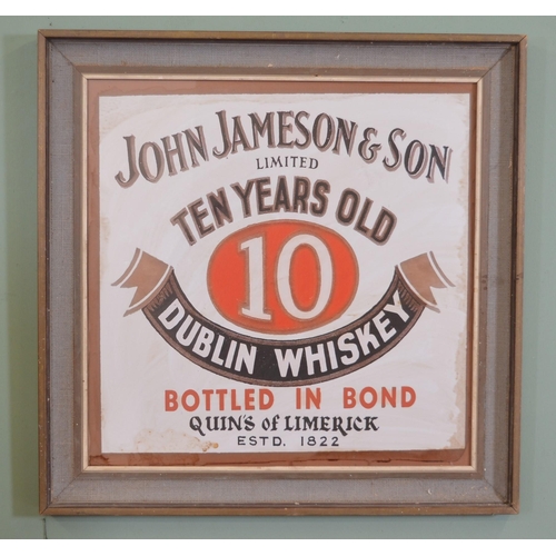 170 - John Jameson ten years old Dublin whiskey Bottled in bond Quin's of Limerick est 1822 framed adverti... 