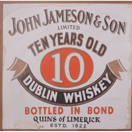 170 - John Jameson ten years old Dublin whiskey Bottled in bond Quin's of Limerick est 1822 framed adverti... 