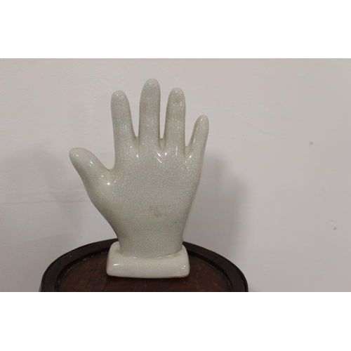 171 - Palmistry Hand ceramic ornament {20 cm H x 13 cm W x 6 cm D}.