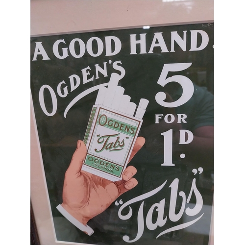 173 - A Good Hand Ogden's Tabs framed advertising print {37cm H X 28cm W}.