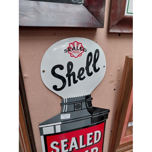 177 - Shell sealed pump enamel advertising sign {71 cm H x 31 cm W}.