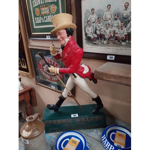 181 - Johnnie Walker born 1820, still going strong scotch whisky advertising figure {70cm H x 44cm W x 14c... 