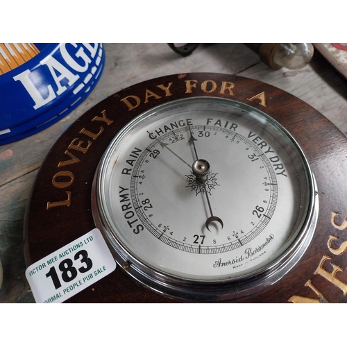 183 - Lovely Day For A Guinness advertising barometer {21 cm Dia.}.