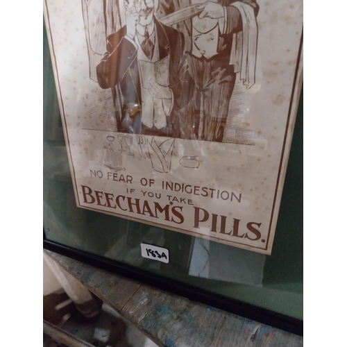 183A - Eat What You Fancy Beechams Pills framed advertising print {58 cm H x 44 cm W}.