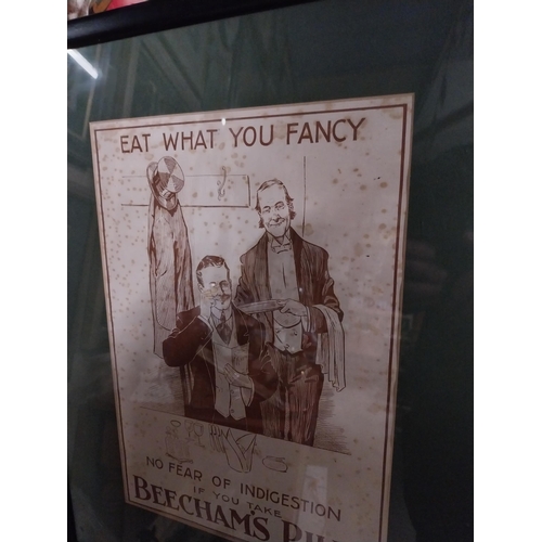 183A - Eat What You Fancy Beechams Pills framed advertising print {58 cm H x 44 cm W}.