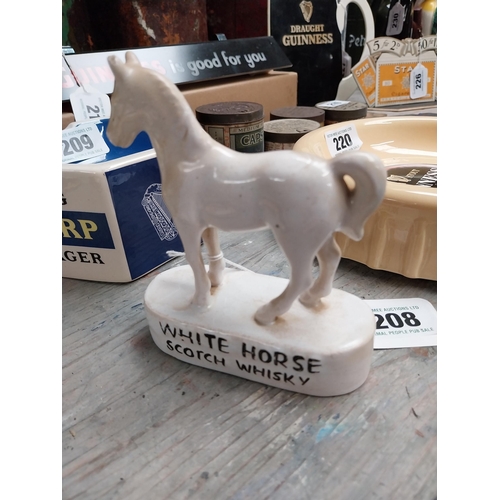 208 - White Horse Scotch Whisky ceramic advertising horse. {13cm H X 11cm W X 4cm D}.