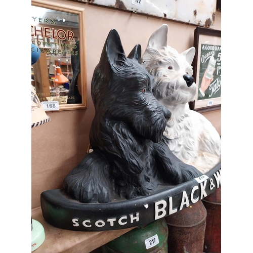 213 - Extremely rare large Black & White Scotch whisky advertising figure {50cm H x 77cm W x 29cm D}.