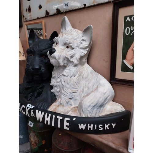 213 - Extremely rare large Black & White Scotch whisky advertising figure {50cm H x 77cm W x 29cm D}.