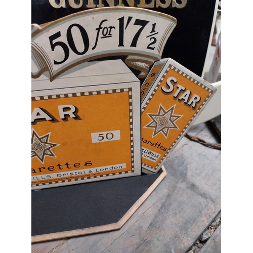 226 - Will�s Star die cut cardboard advertising showcard {13cm H x 23cm W}.