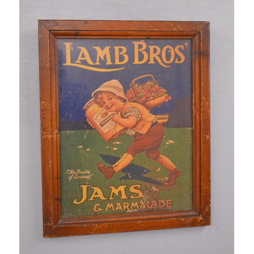 234 - Lamb Bros Jams & Marmalade framed advertising print {50 cm H x 40 cm W}.