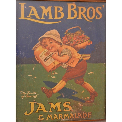 234 - Lamb Bros Jams & Marmalade framed advertising print {50 cm H x 40 cm W}.