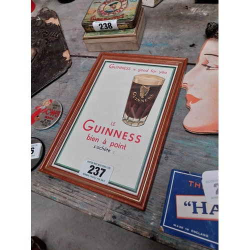 237 - Guinness Is Good For You framed bi - lingual advertising print {24 cm H x 16cm W}.