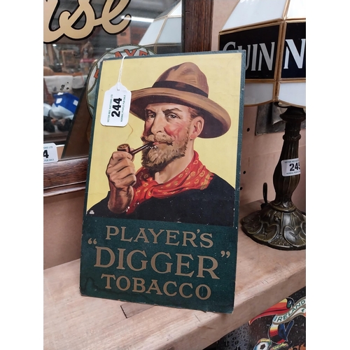 244 - Player's digger tobacco cardboard advertising showcard {31cm H x 19cm W}.