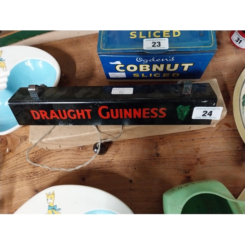 24 - Draught Guinness Perspex counter light in original box. {8 cm H x 36 cm W x 6 cm D}.