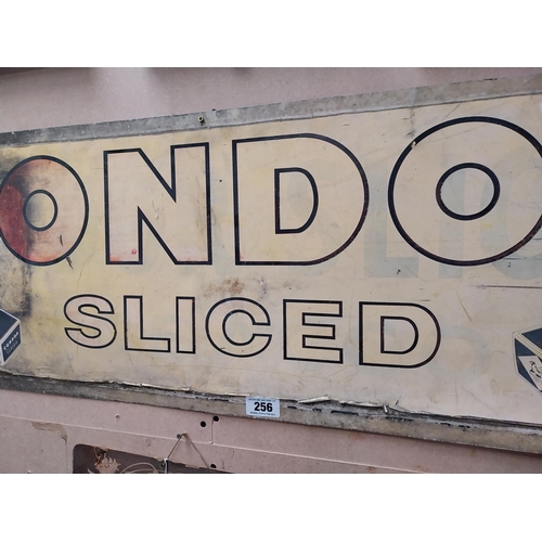 256 - Gallaher's Condor Sliced transfer tin plate advertising sign {41 cm H x 121 cm W}.