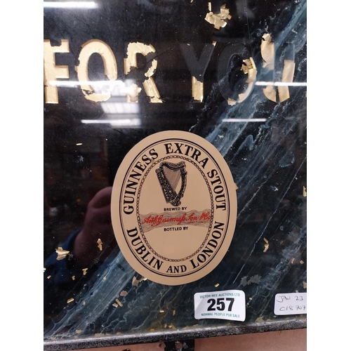 257 - Guinness slate advertising sign with gilded lettering in metal frame {57 cm H x 29 cm W}.