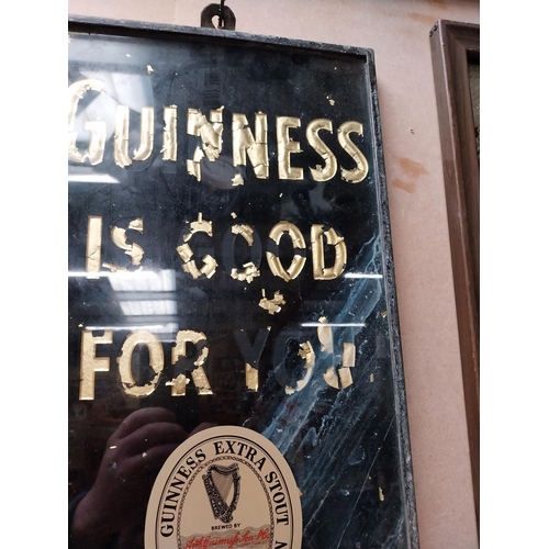 257 - Guinness slate advertising sign with gilded lettering in metal frame {57 cm H x 29 cm W}.