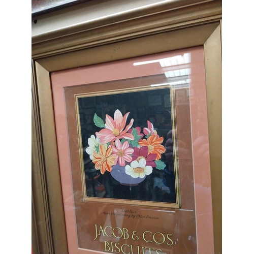 257A - Jacob's and Co Biscuits framed advertising showcard. {55 cm H x 33 cm W}.