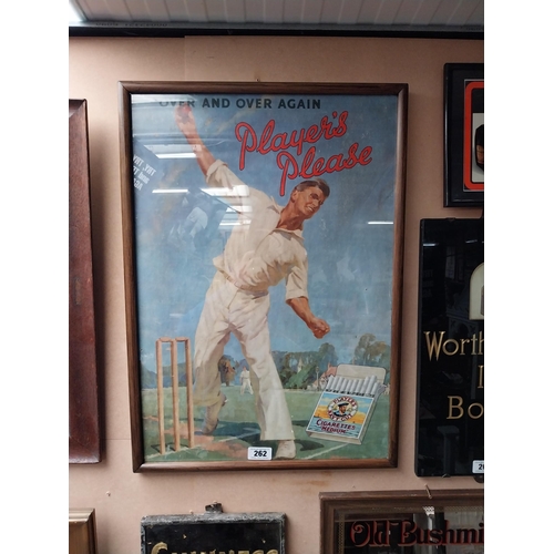 262 - Player's please framed advertising showcard {73cm H x 52cm W}.