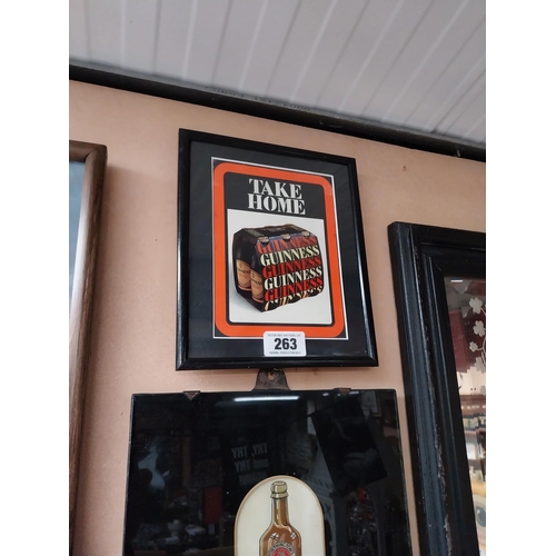 263 - Guinness Take Home framed advertising showcard. {26 cm H x 23 cm W}.