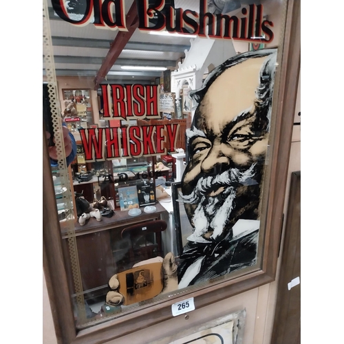 265 - Old Bushmills Irish Whiskey framed advertising mirror. {60 cm H x 46 cm W}.