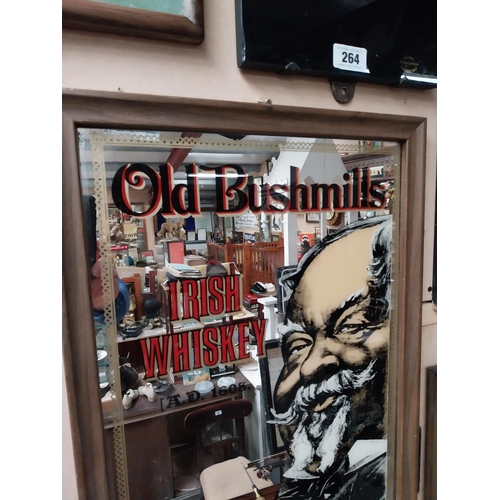 265 - Old Bushmills Irish Whiskey framed advertising mirror. {60 cm H x 46 cm W}.