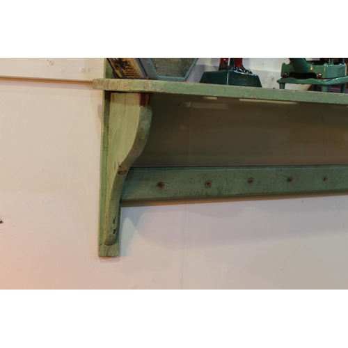 27 - Wooden shelf rack {40 cm H x 130 cm W x 30 cm D}.