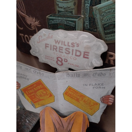 271 - Rare Will's Fireside Tobacco folding showcard. {36 cm H x 25 cm W x 17 cm D}.