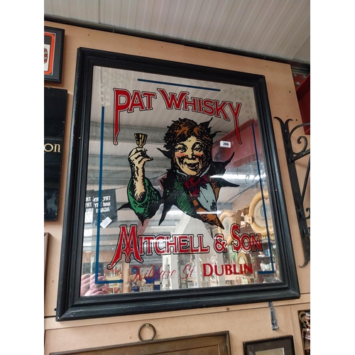 289 - Paddy Whiskey Mitchell and Son Kildare Street Dublin advertising mirror. {103 cm H x 38 cm W}.