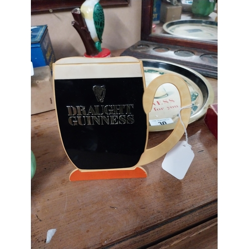 29 - Draught Guinness Pint Perspex counter advertising sign. {18cm H X 16cm W}.