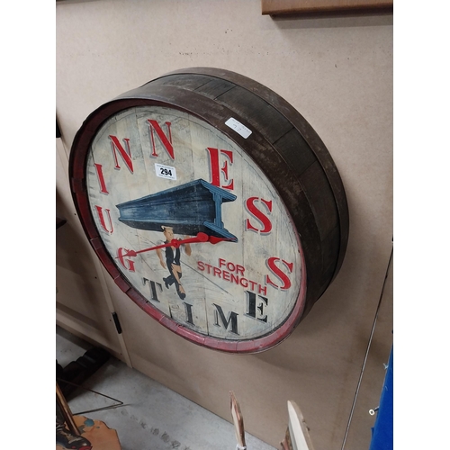 294 - Guinness For Strength Guinness for Time advertising clock { 60cm Dia }.