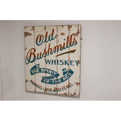 297 - Old Bushmills Whiskey advertising board {74 cm H x 63 cm W}.