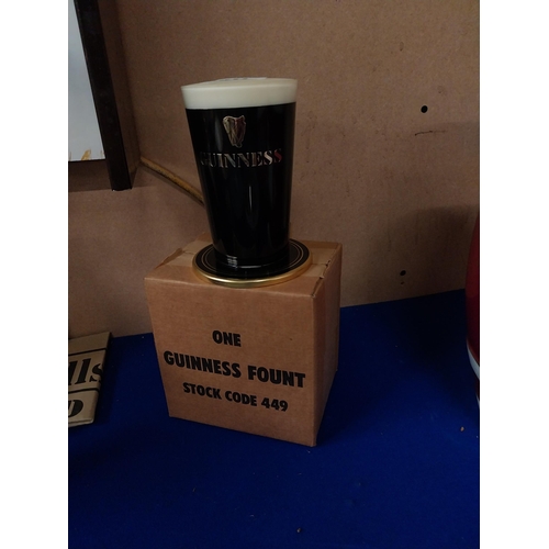 311 - Rare Guinness Perspex light up counter font with original box. {15 cm H x 11 cm W x 14 cm D}.