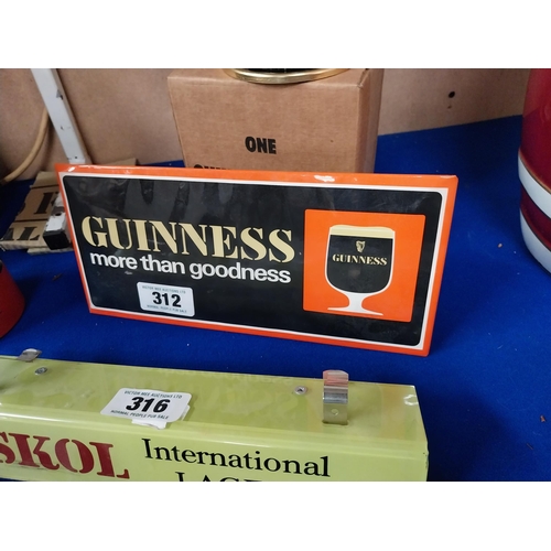 312 - Guinness For More Than Goodness celluloid advertising showcard {13 cm H x 28 cm W}