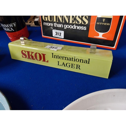 316 - Skol International Lager advertising shelf light.  { 7cm H X 30cm W }.