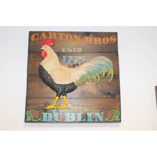 324 - Carton Bros Estd. 1775 Halston St. Dublin advertising board {46 cm H x 46 cm W}.