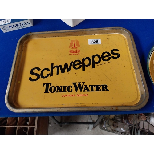 326 - Schweppes Tonic Water tinplate advertising drinks tray. {30 cm H x 42 cm W}.