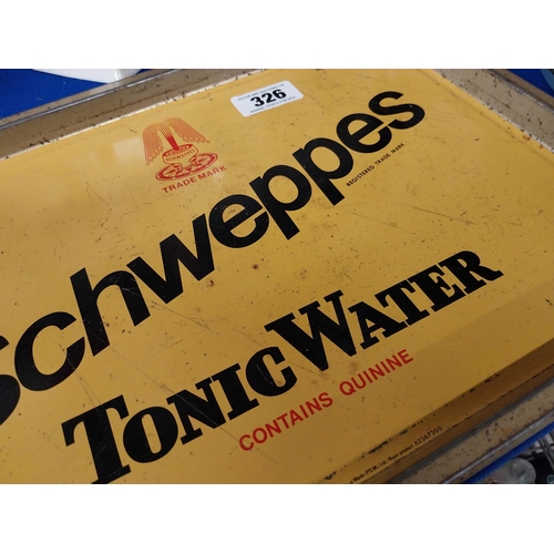 326 - Schweppes Tonic Water tinplate advertising drinks tray. {30 cm H x 42 cm W}.