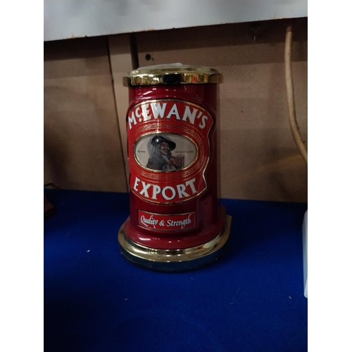 330 - McEwan's Export ceramic counter light up advertising display. {19 cm H x 13 cm W x 10 cm D}