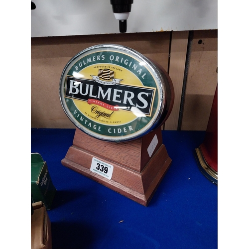 339 - Original Bulmer's advertising counter light. {24 cm H x 23 cm W x 10 cm D}.