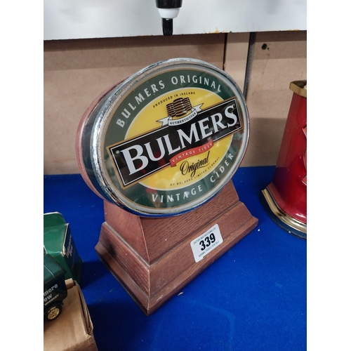 339 - Original Bulmer's advertising counter light. {24 cm H x 23 cm W x 10 cm D}.