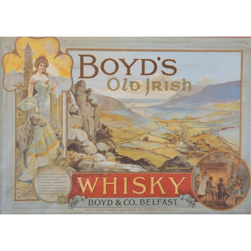 341 - Boyd's Old Irish Whisky pictorial framed advertising print {50 cm H x 66 cm W}.